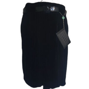 🆕 Dinou Black velvet viscose-silk Blend Midi Skirt pockets Whimsygoth Witchy_10